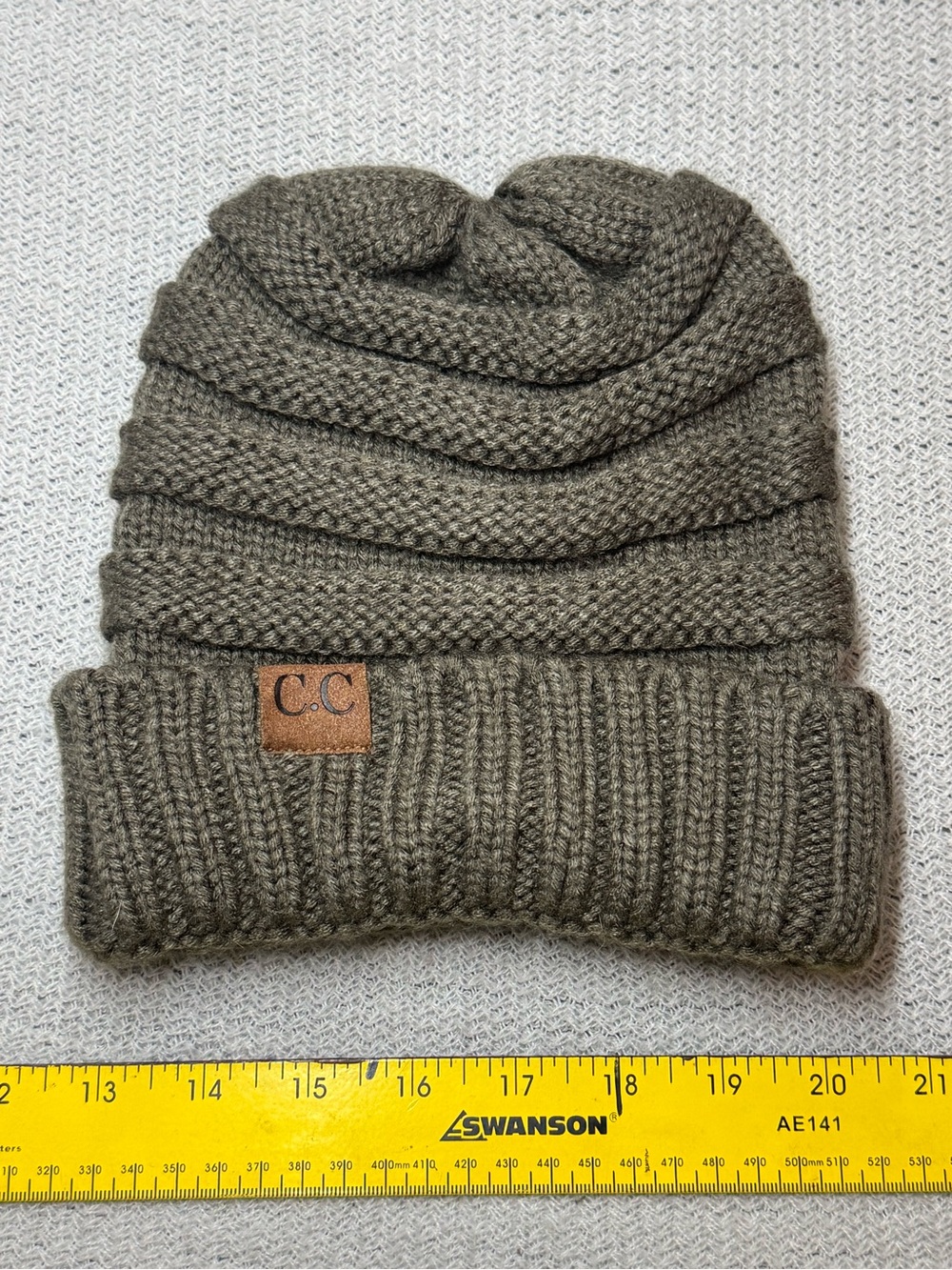 C.C Women’s Olive Green Ribbed Knit Beanie